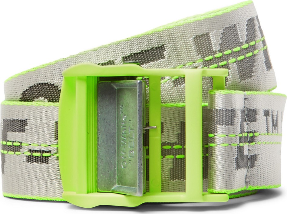 Off White 3.5cm Silver Industrial Logo-Jacquard Webbing Belt