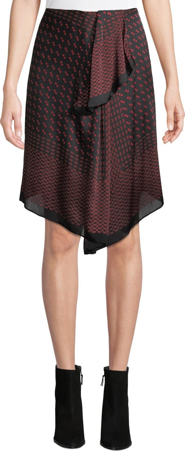 Club Monaco Selleenyah Scarf-Print Asymmetrical Skirt