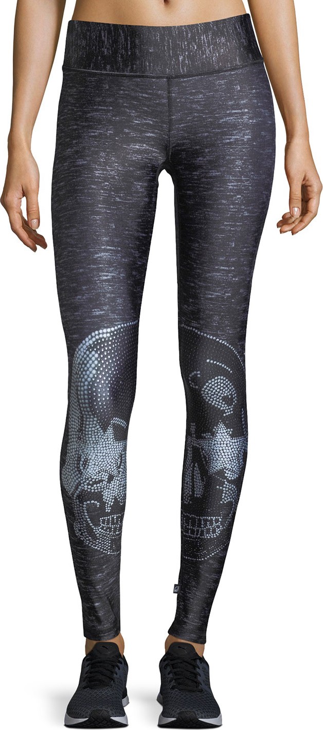 Terez Crystal Skull Tall-Band Performance Leggings