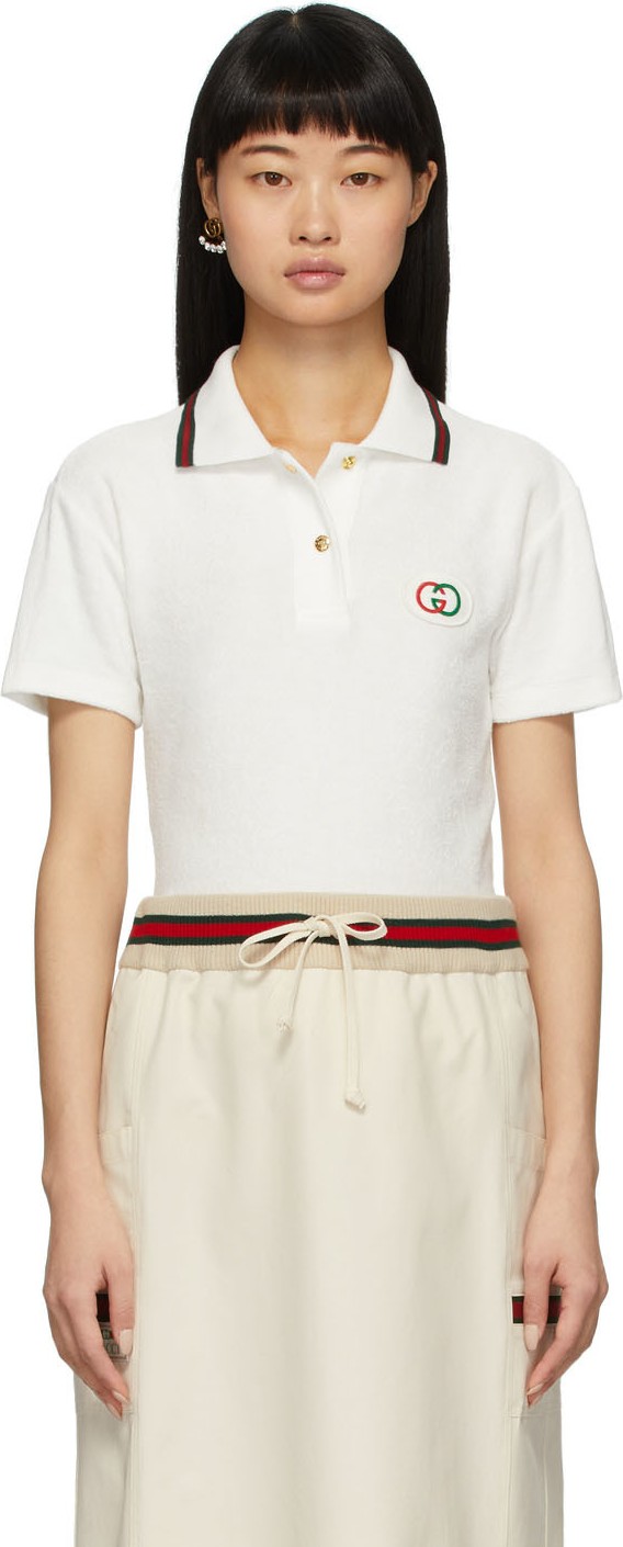Gucci White Terrycloth Polo