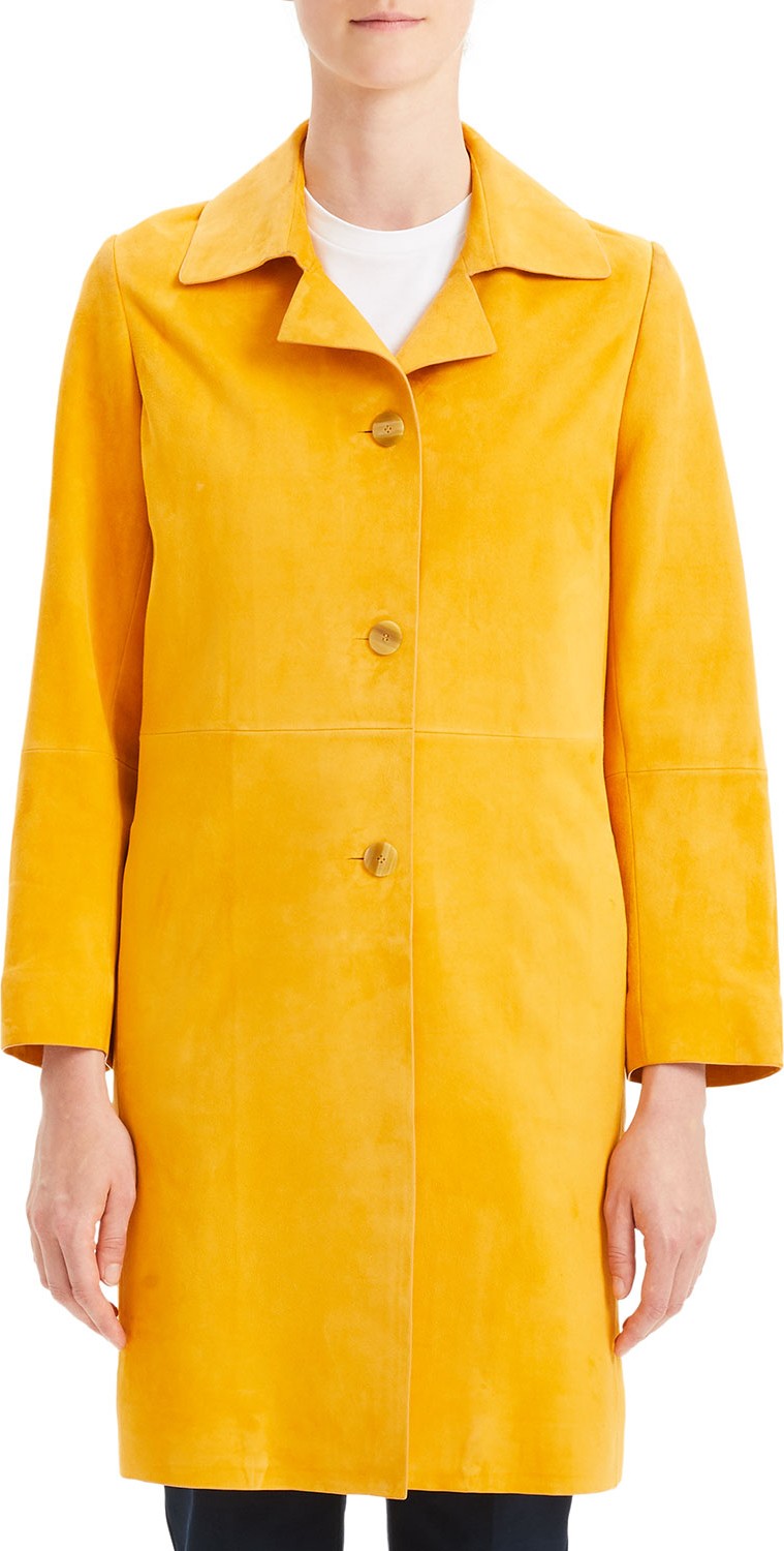 Theory Piazza Suede Button-Front Long Coat