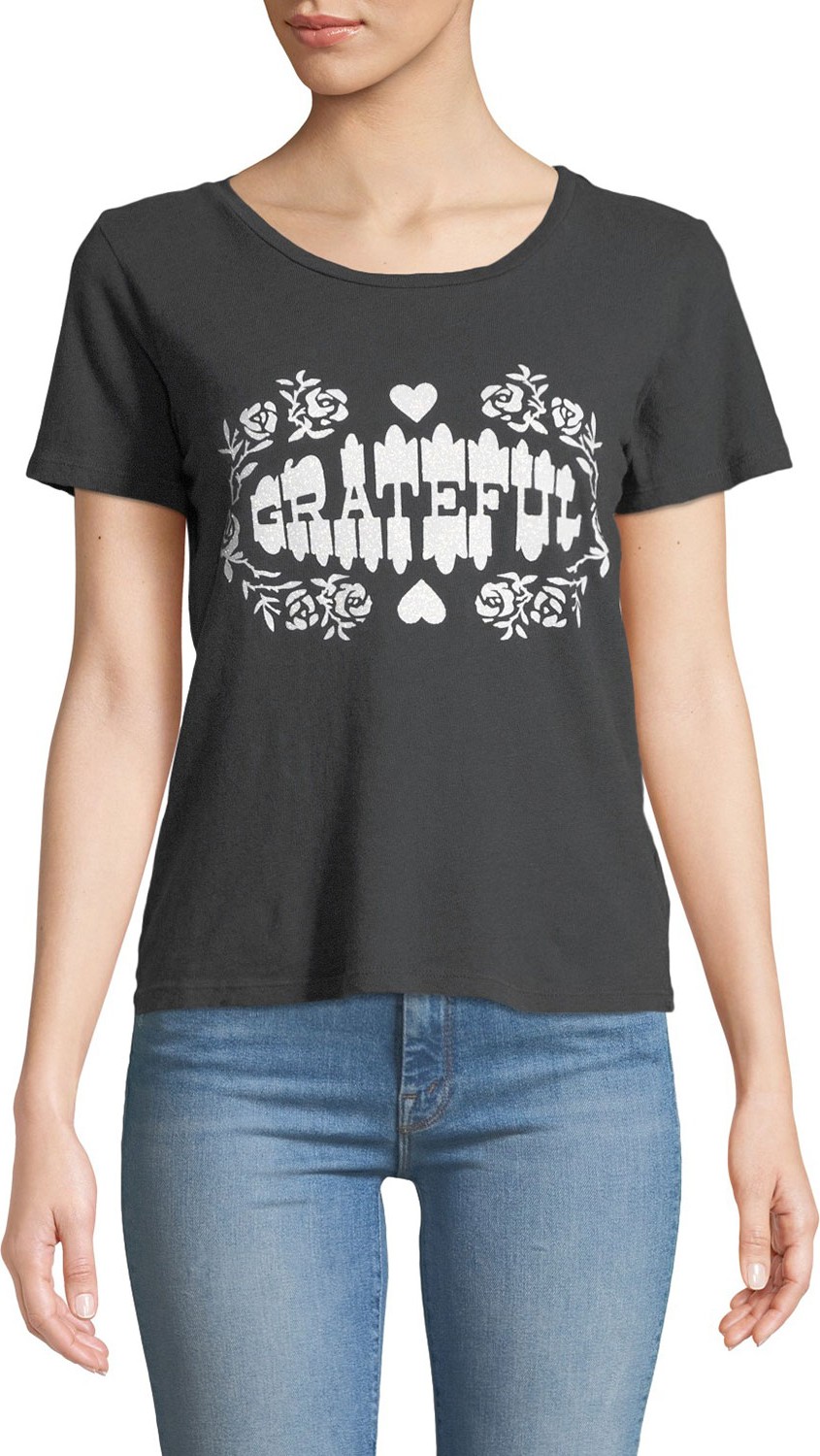 MOTHER The Itty Bitty Sinful Cotton-Linen Graphic Tee