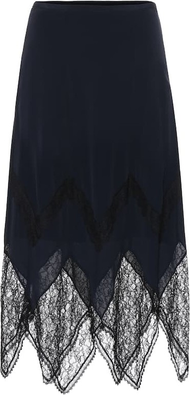 See By Chloé Lace-trimmed crêpe midi skirt