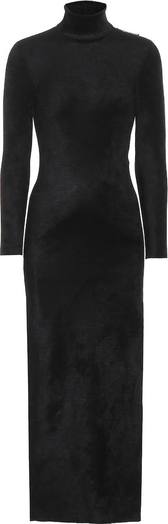 Balenciaga Turtleneck stretch-velvet dress