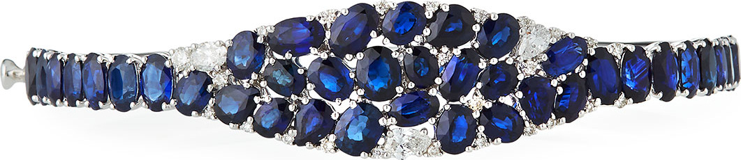 SUTRA Blue Sapphire & Diamond Mosaic Cuff Bracelet