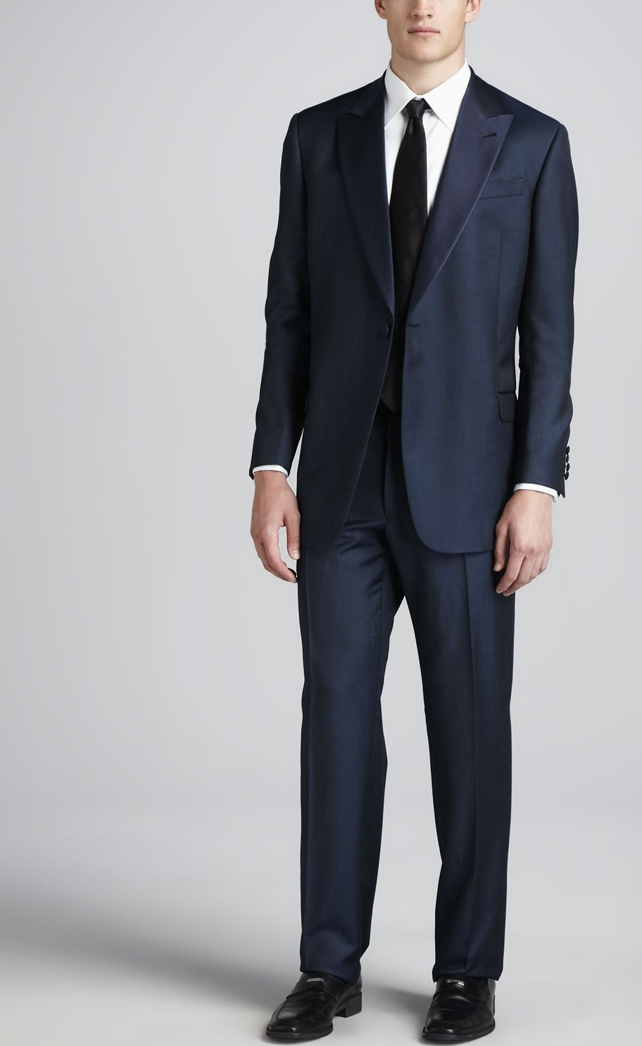 Armani Collezioni Full-Front Tuxedo Shirt, White