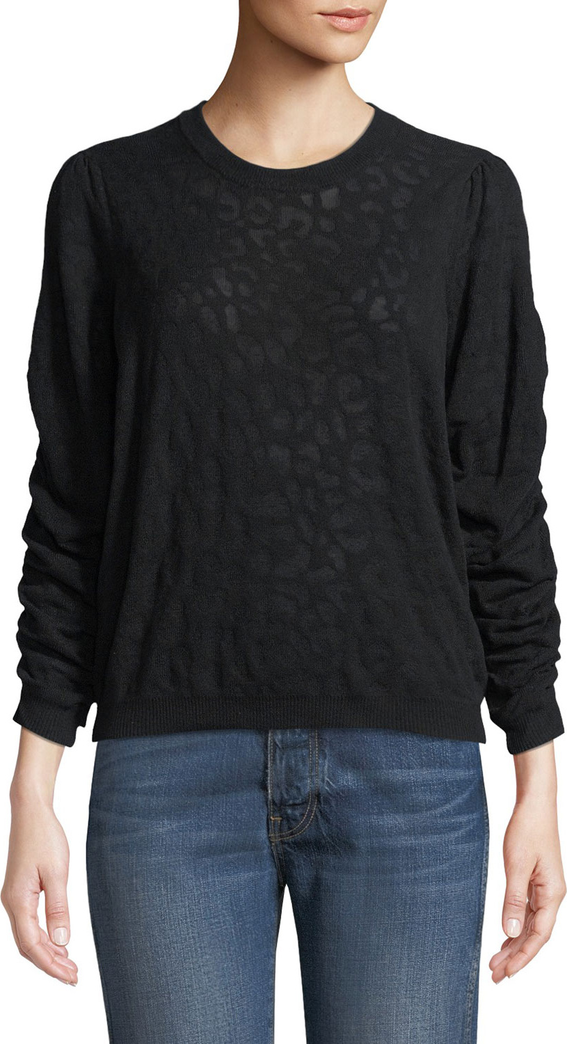 Joie Itana Leopard Jacquard Pullover Sweater