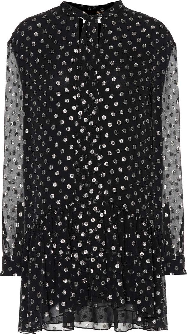 Saint Laurent Silk-blend fil coupé minidress