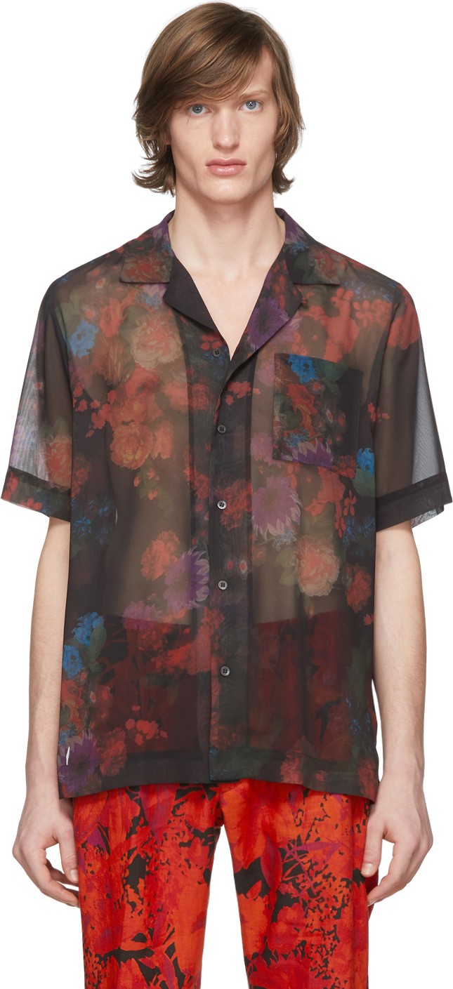 Dries Van Noten Black Floral Carltone Shirt