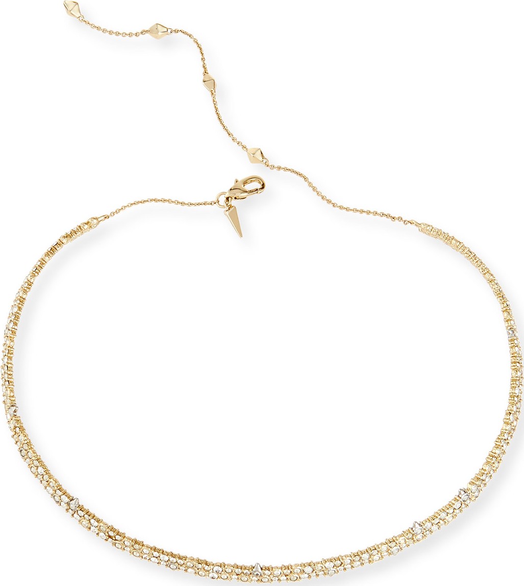 Alexis Bittar Crystal Spike Choker Necklace, Golden