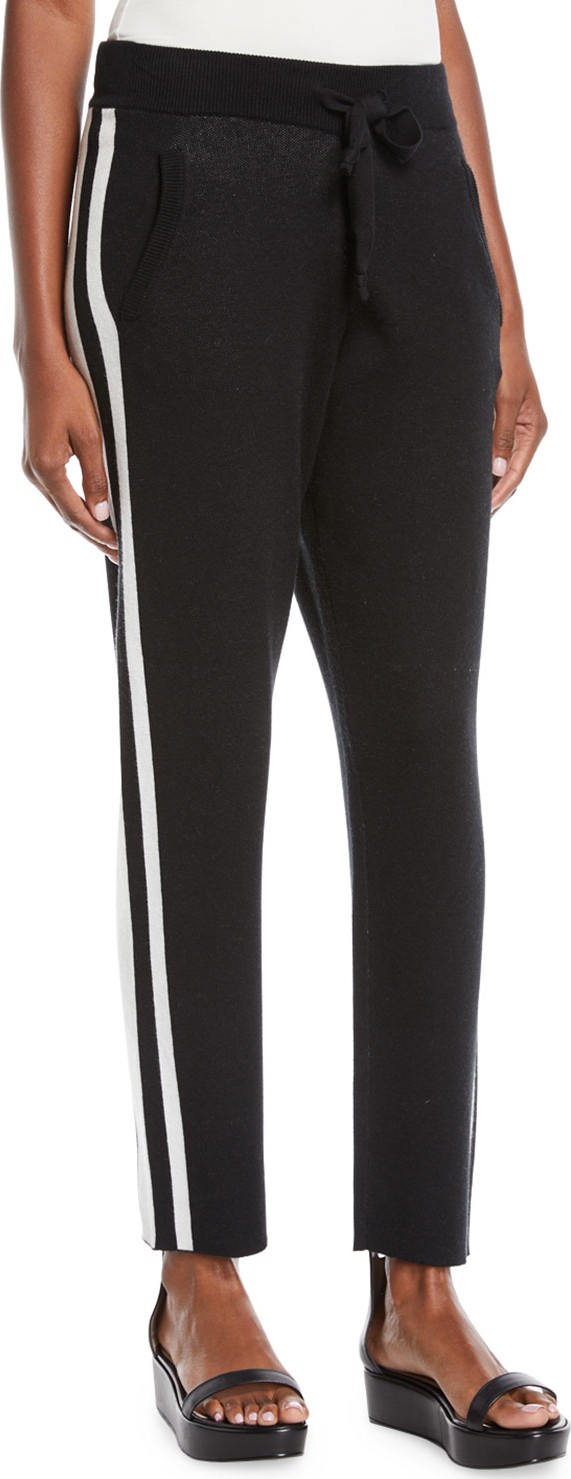 ATM Anthony Thomas Melillo Cashmere-Blend Jogger Sweatpants w/ Racer Stripes