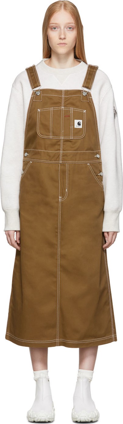 Carhartt Work In Progress Brown W' Bib Long Overall Dress