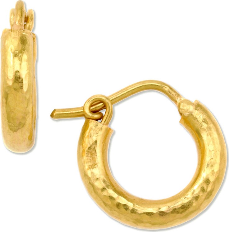Elizabeth Locke Baby Hammered 19k Gold Hoop Earrings, 14mm