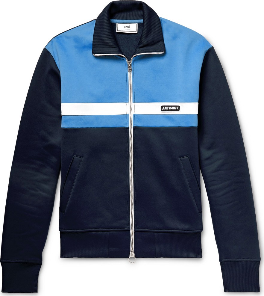 AMI Slim-Fit Colour-Block Tech-Jersey Track Jacket