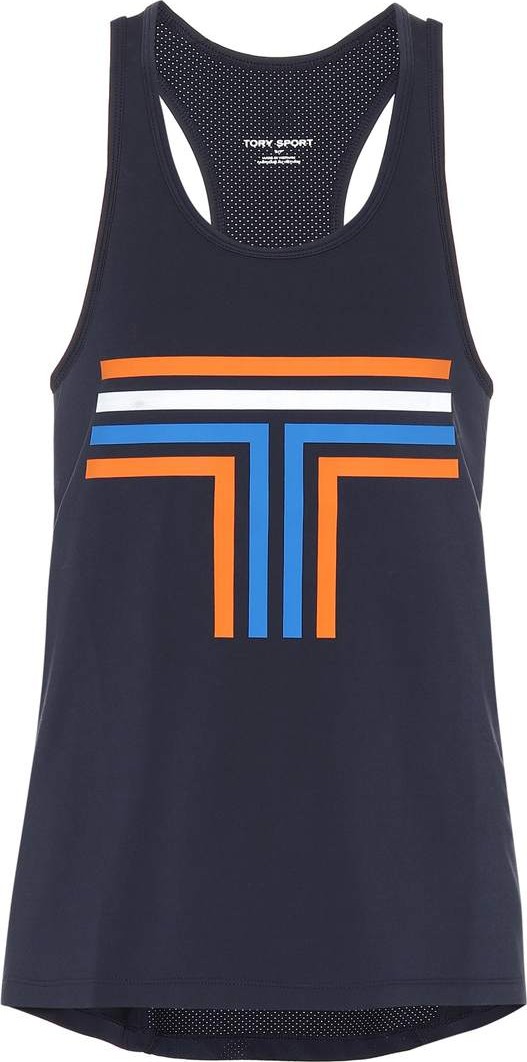 Tory Sport Graphic racerback mesh tank top