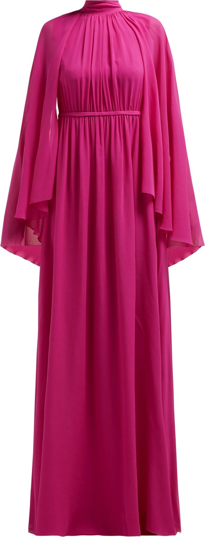 Giambattista Valli Gathered cape silk-georgette gown