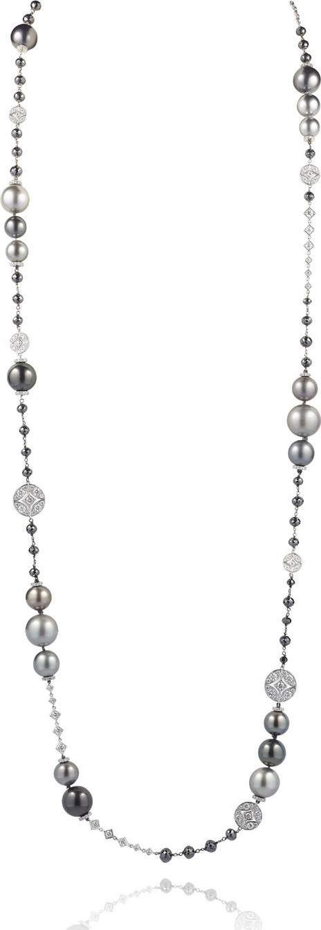 Mariani Mare 18k White Gold Multi-Pearl Necklace w/ Diamonds