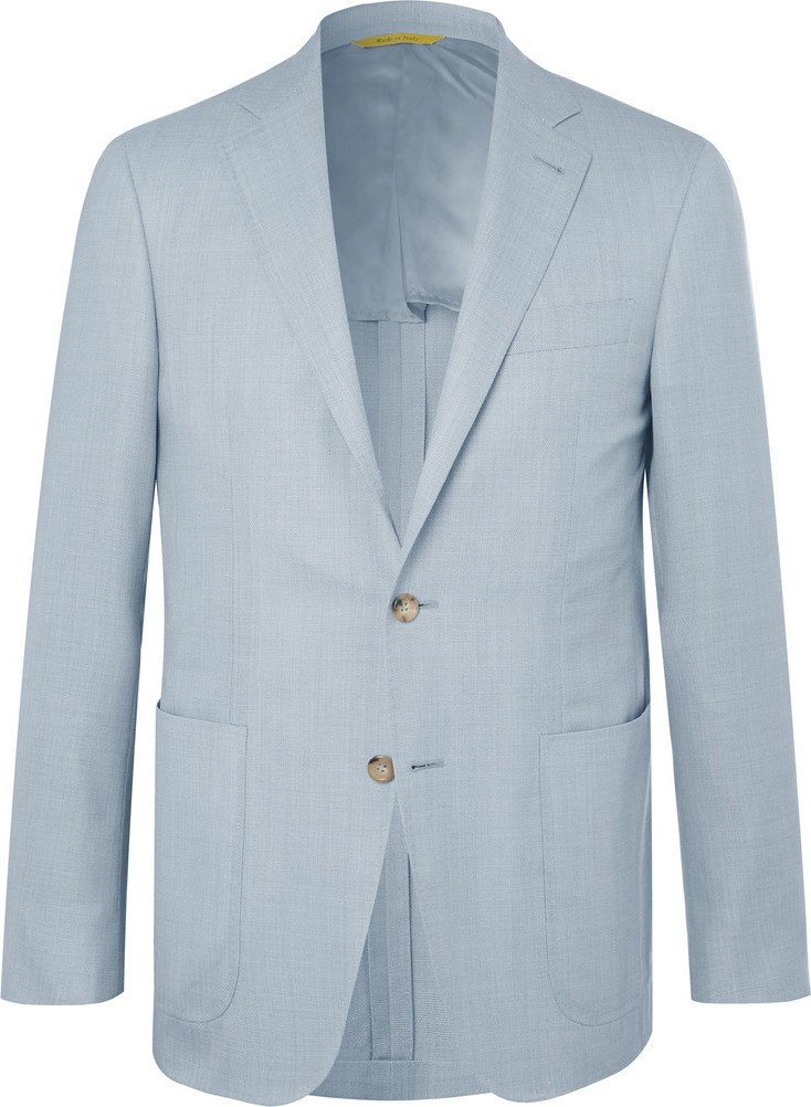 Canali Light-Blue Impeccabile Unstructured Wool-Hopsack Blazer