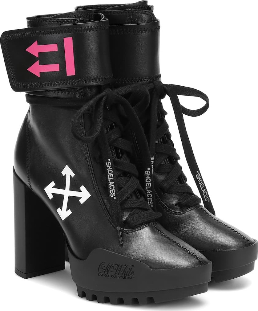 Off White Moto leather ankle boots