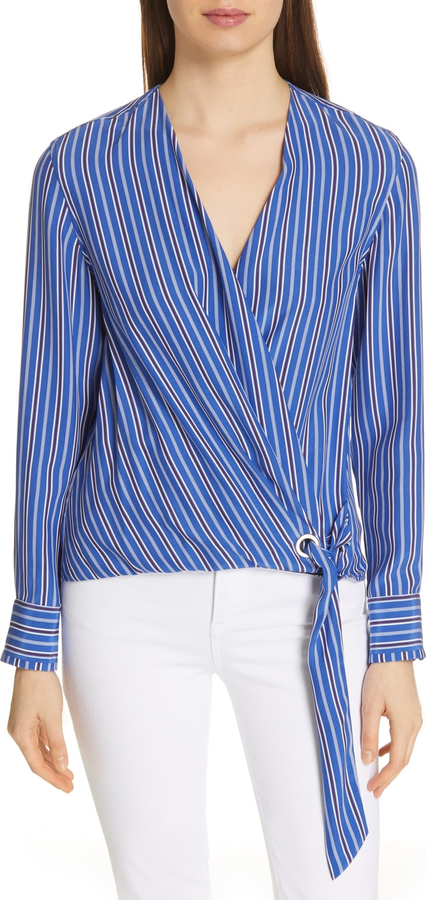 Rag & Bone Felix Stripe Silk Wrap Top