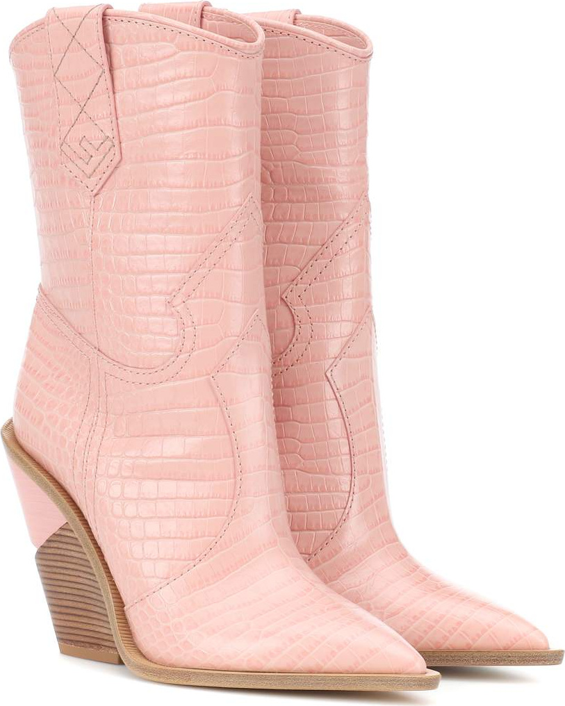 Fendi Embossed leather cowboy boots