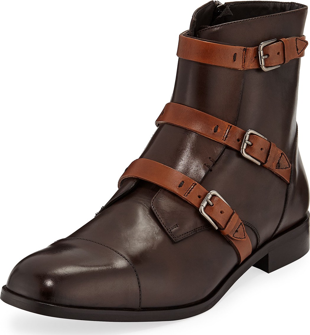 Donald J Pliner Men's Martino Triple-Strap Leather Boots