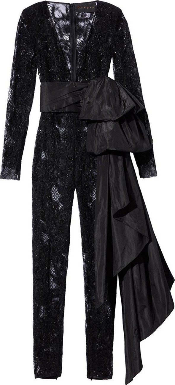 Dundas Black Embellished Lace Jumpsuit