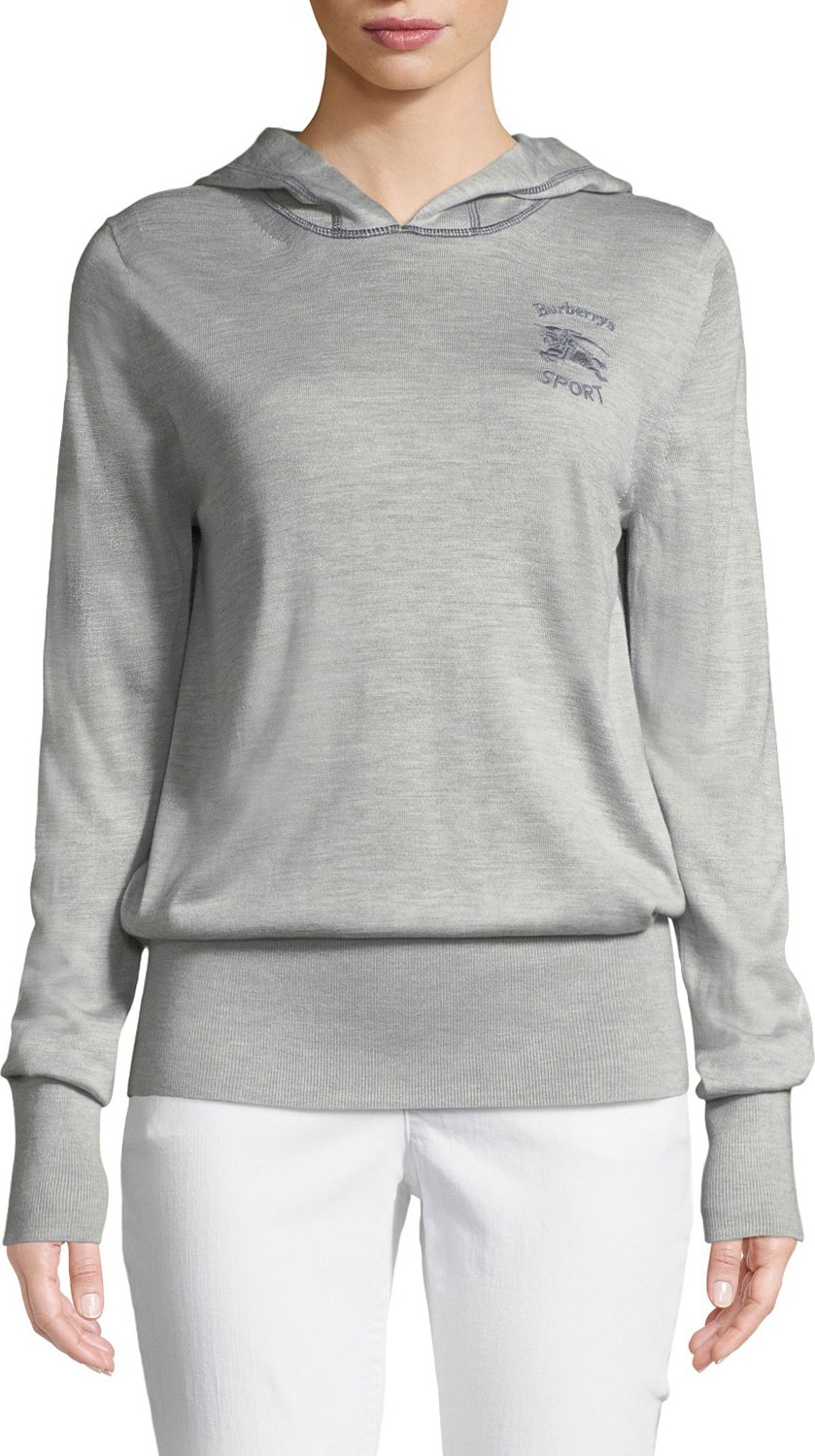 Burberry London England Grassey Silk Colorblock Logo Pullover Hoodie Sweater