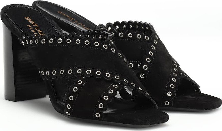 Saint Laurent Loulou 95 embellished suede sandals