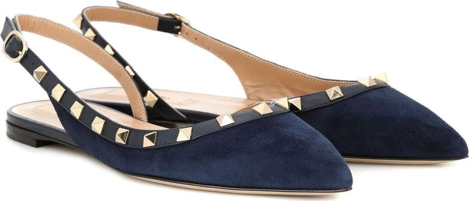 Valentino Valentino Garavani Rockstud suede slingback ballet flats