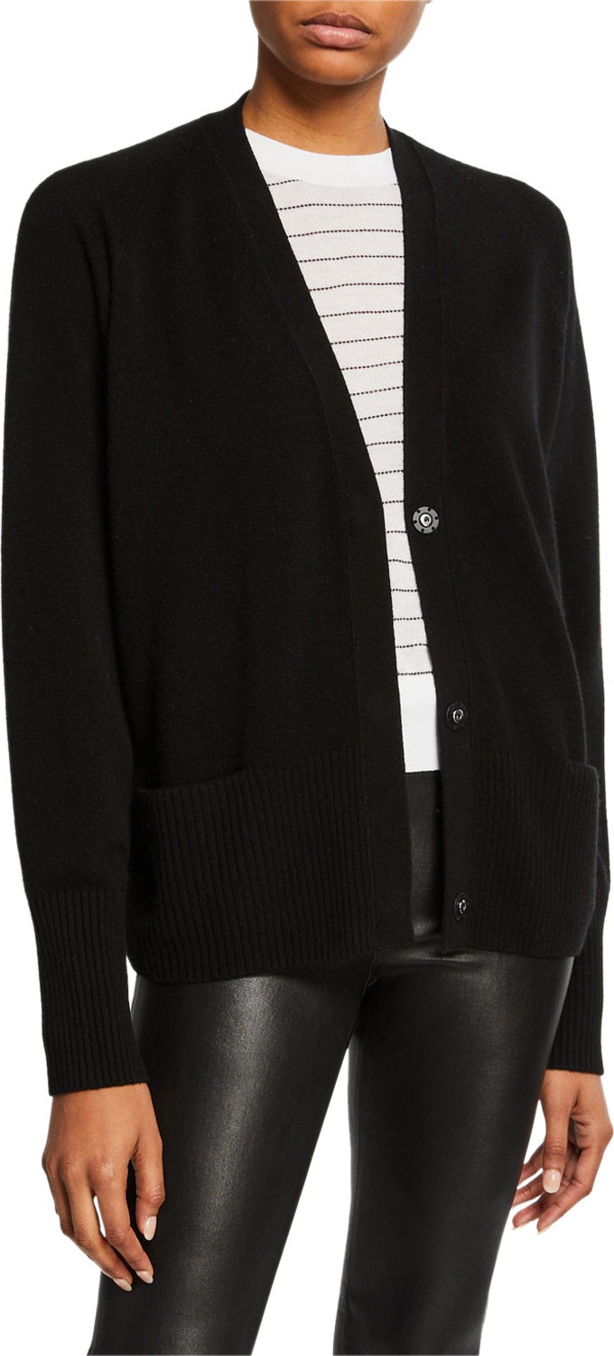 Vince Wool/Cashmere Raglan Snap-Front Cardigan