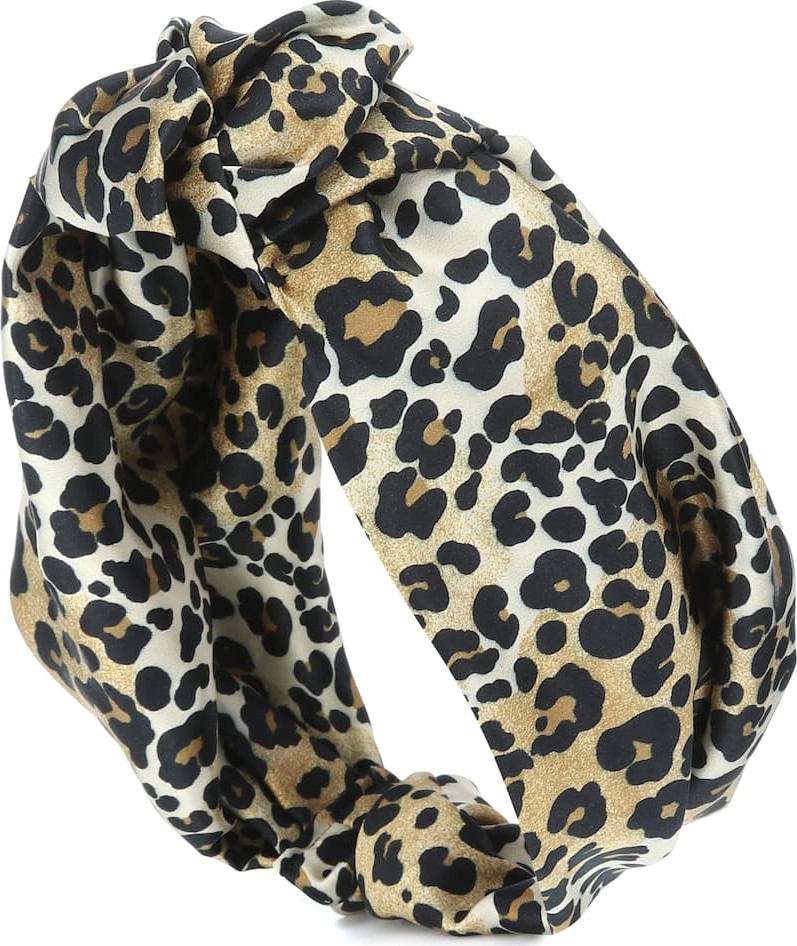 Jennifer Behr Leopard stretch-silk headband