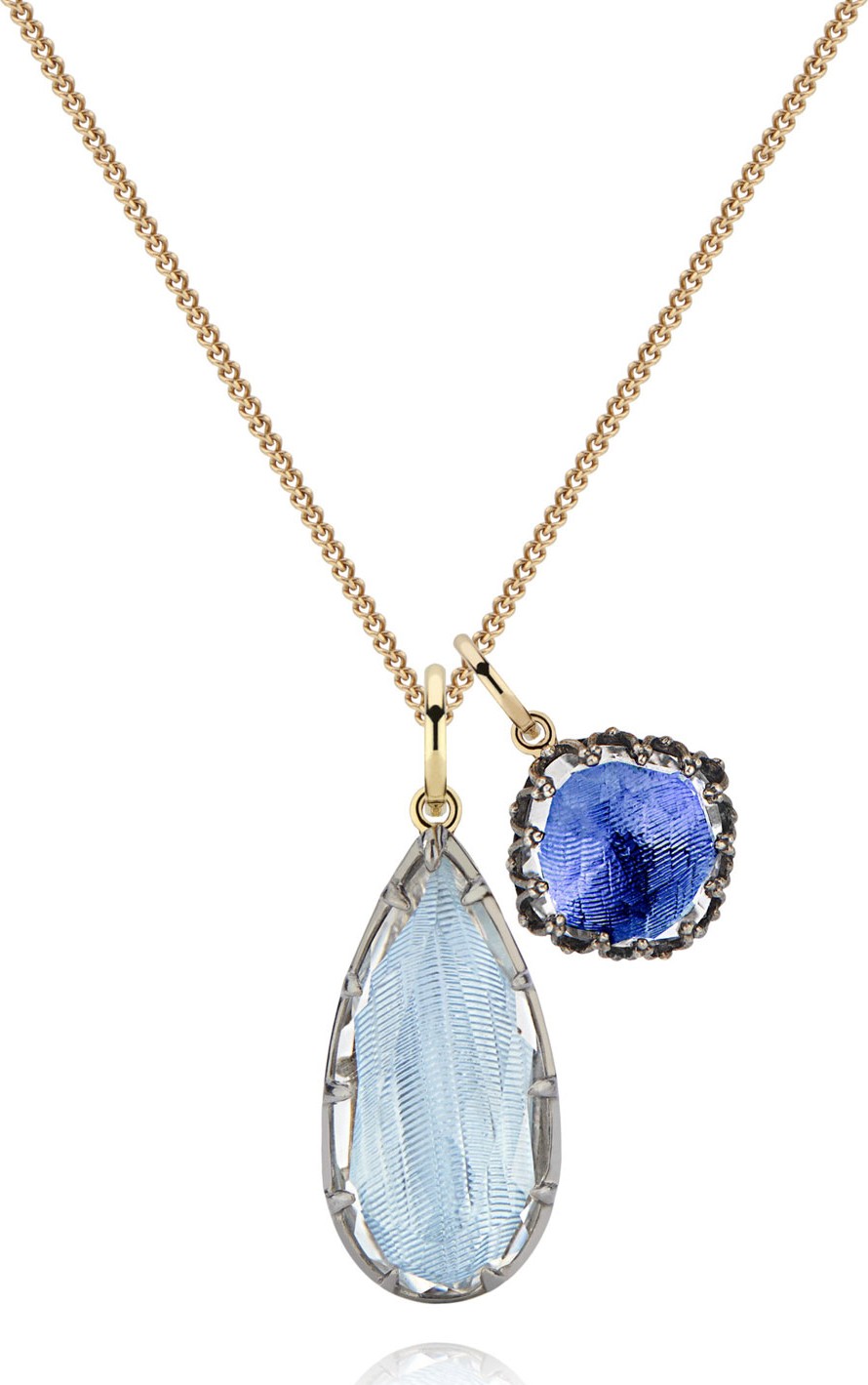 Larkspur & Hawk Lady Emily Double Cluster Charm Necklace, Chambray/Cobalt