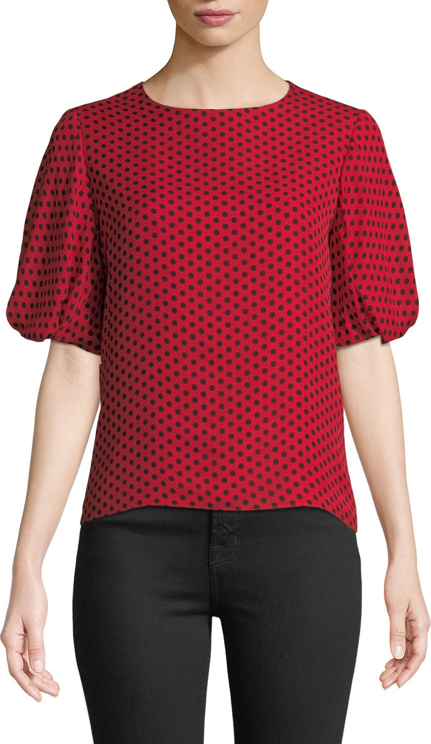 MILLY Melinda Polka-Dot Silk Top