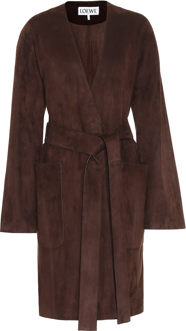 LOEWE Belted suede coat