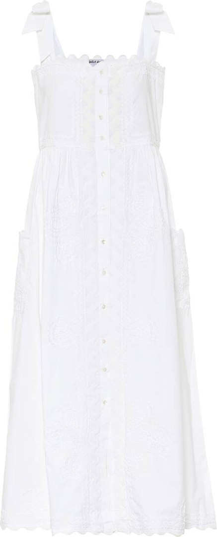 Juliet Dunn Embroidered cotton midi dress
