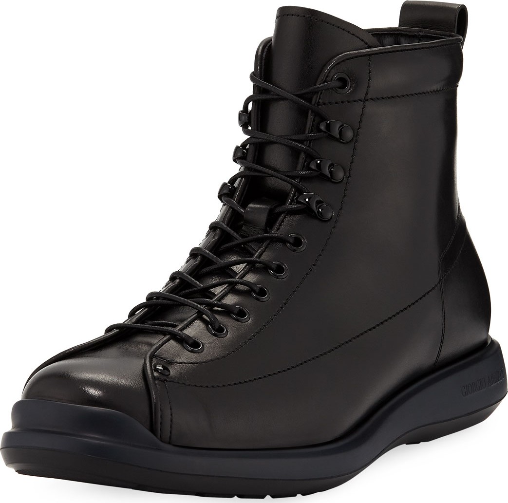Giorgio Armani Men's Milord Leather Lace-Up Boots