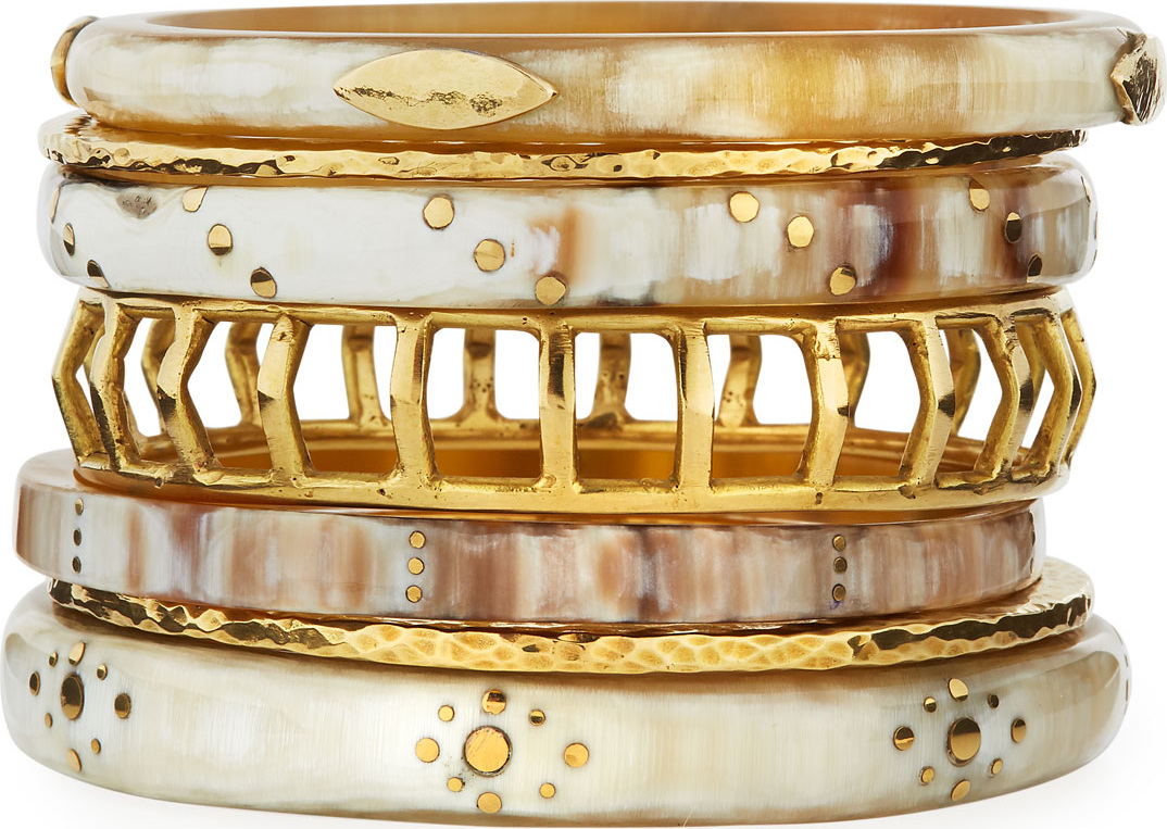 Ashley Pittman Almasi Light Horn Stacking Bangles, Set of 7