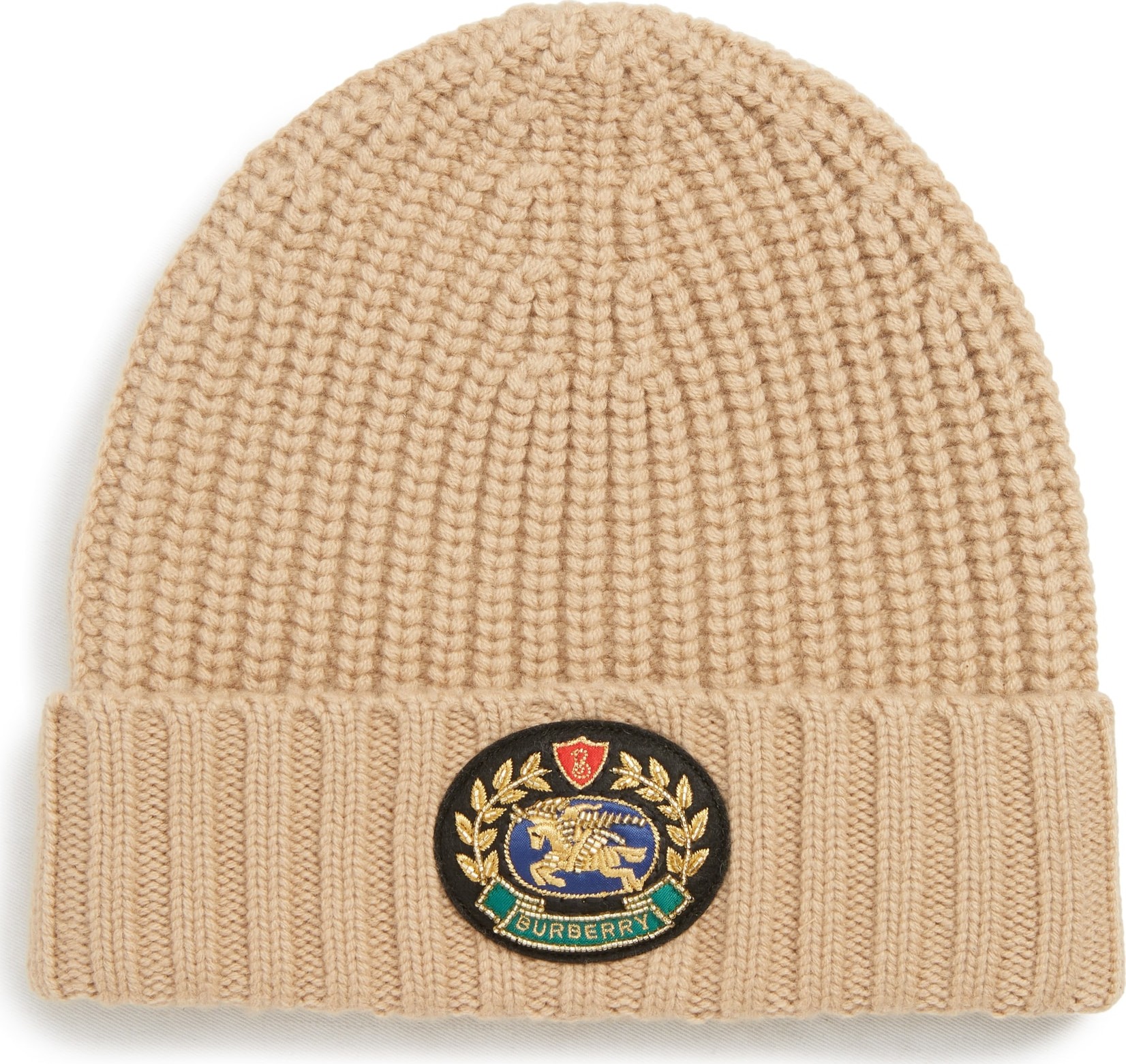 Burberry London England Embroidered Crest Wool & Cashmere Beanie
