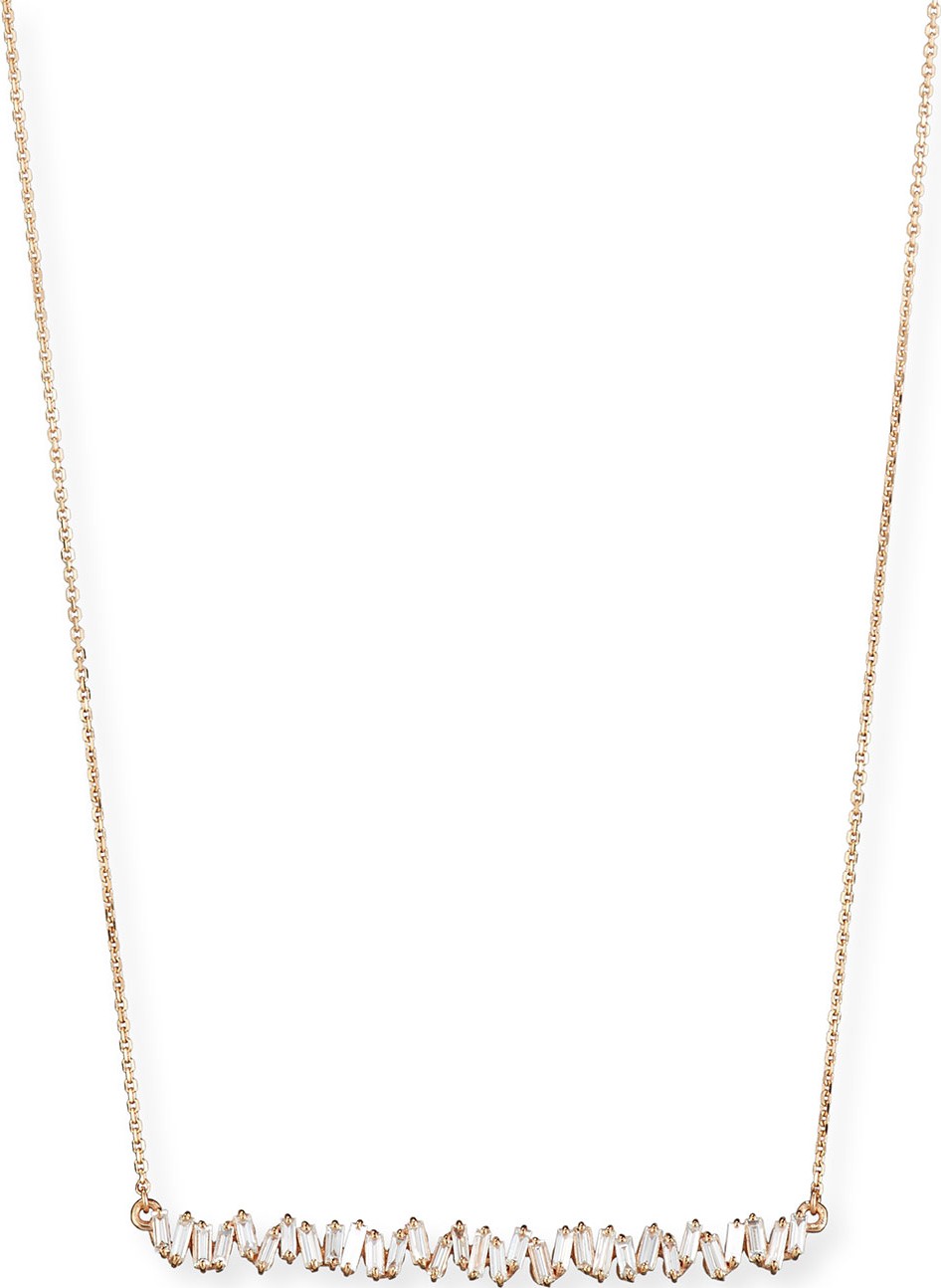 Suzanne Kalan 18K Rose Gold Diamond Baguette Necklace, 0.56 tdcw