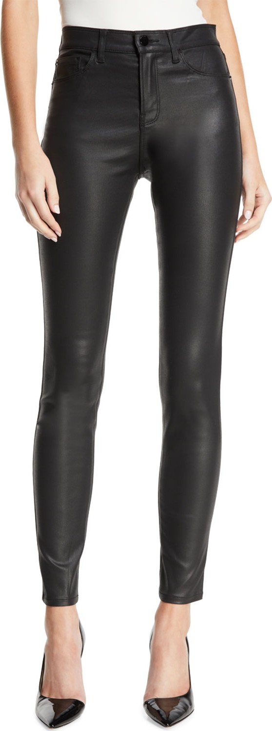 Emporio Armani High-Waist Skinny Coated Denim Jeans