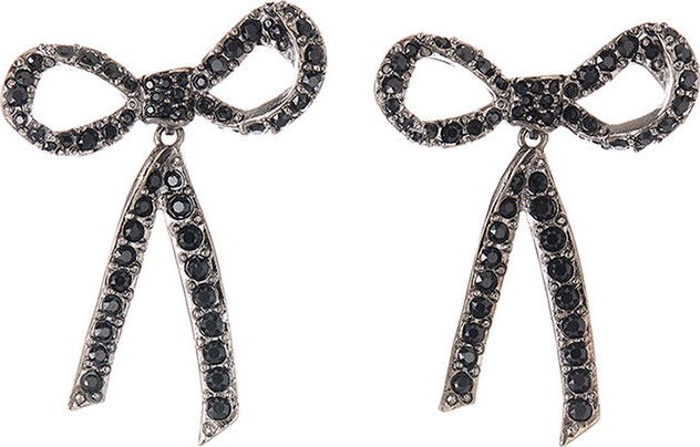 Oscar De La Renta Pave Metal Bow Earrings
