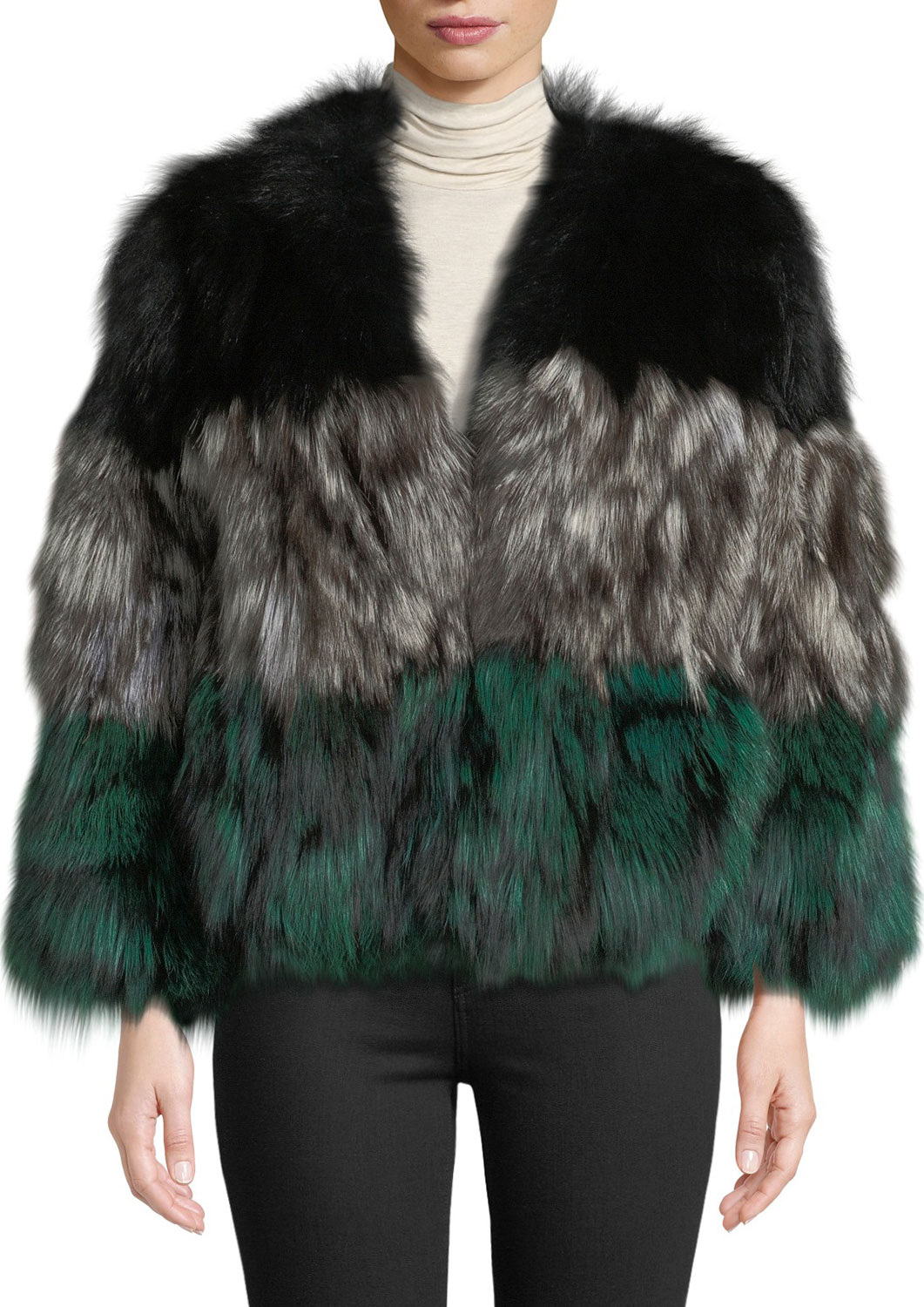 Adrienne Landau Multicolor Fox Fur Jacket