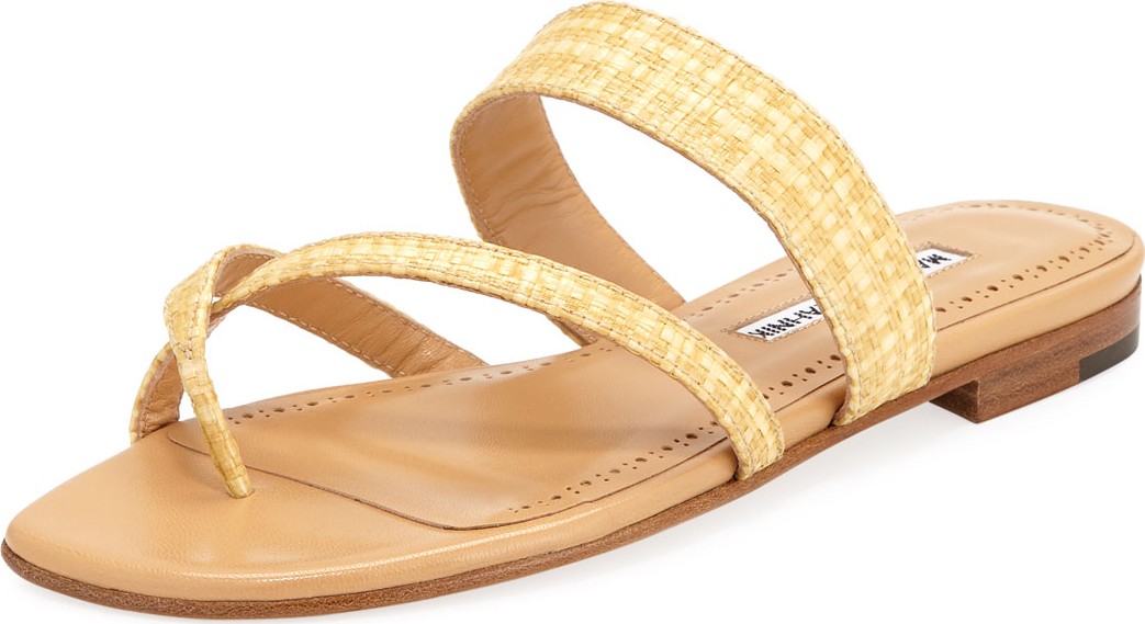 Manolo Blahnik Susa Woven Rafia Sandals