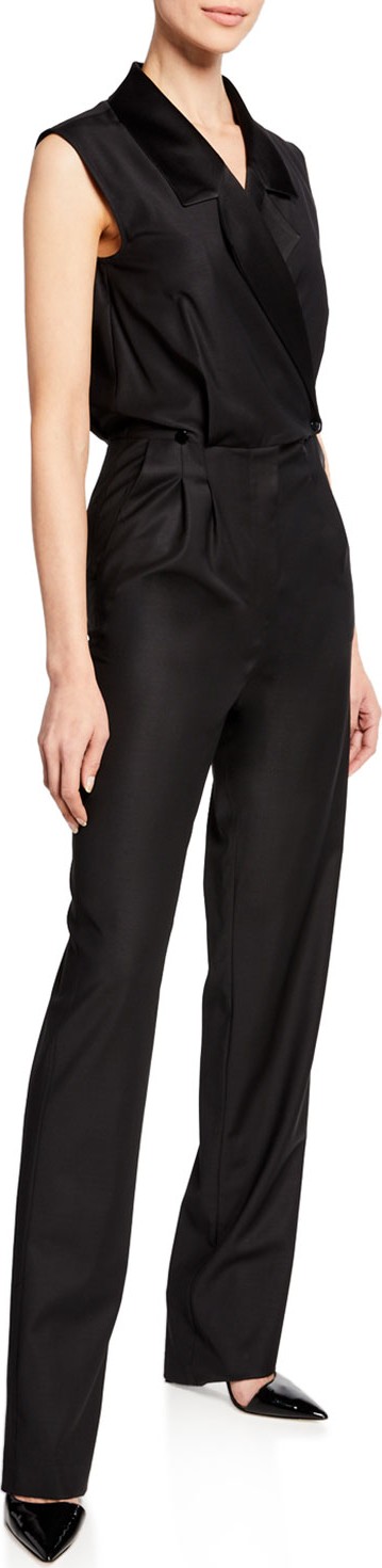 Carolina Ritzler Narjisse Sleeveless Tux Jumpsuit