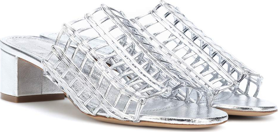 Mansur Gavriel Grid metallic leather sandals