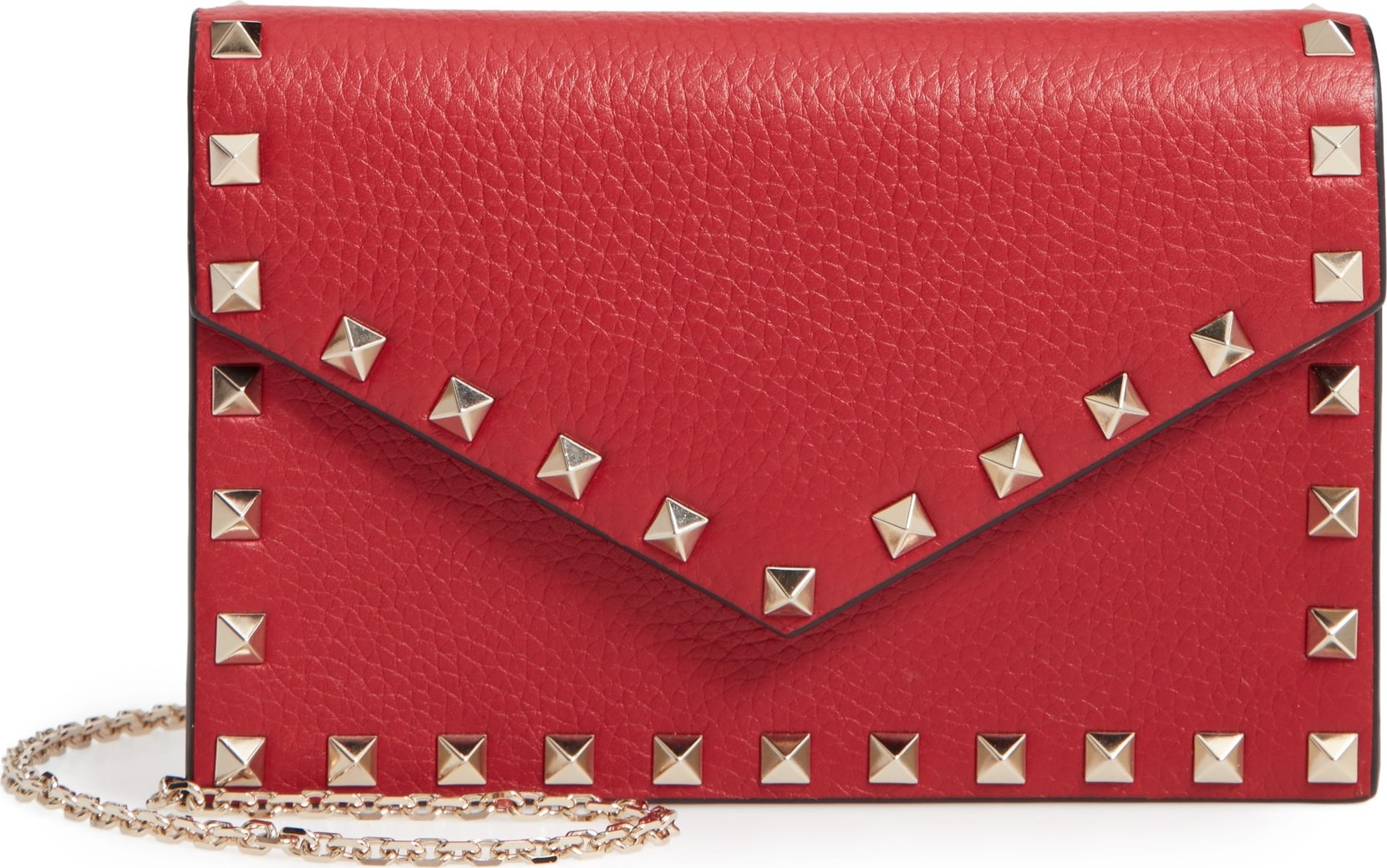 Valentino Rockstud Calfskin Leather Envelope Pouch