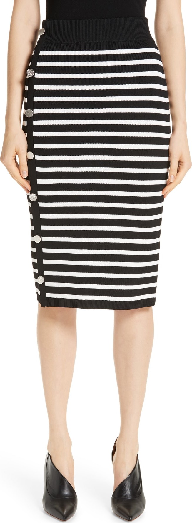 Altuzarra Side Button Stripe Body-Con Skirt