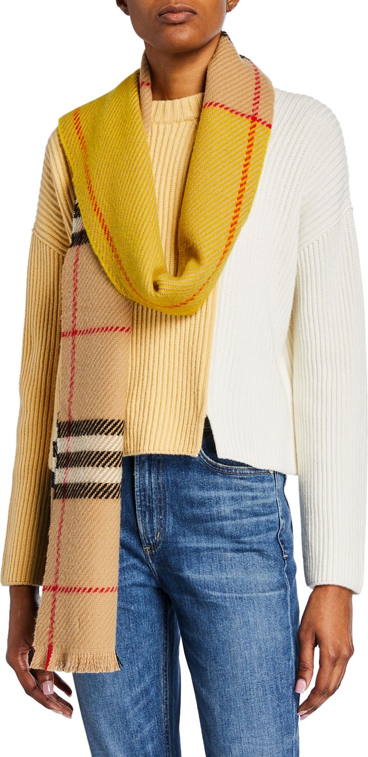 Burberry London England Cashmere Colorblocked Giant Check Scarf