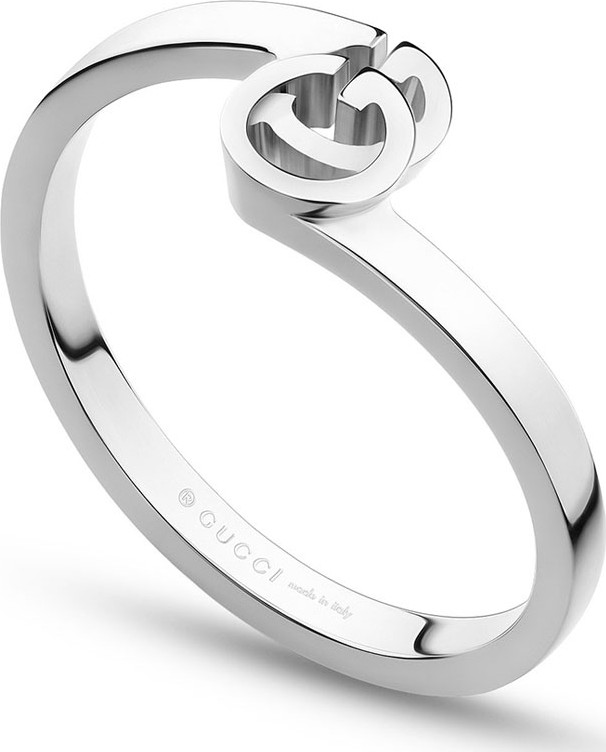 Gucci 18k White Gold GG Running Ring, Size 6.75